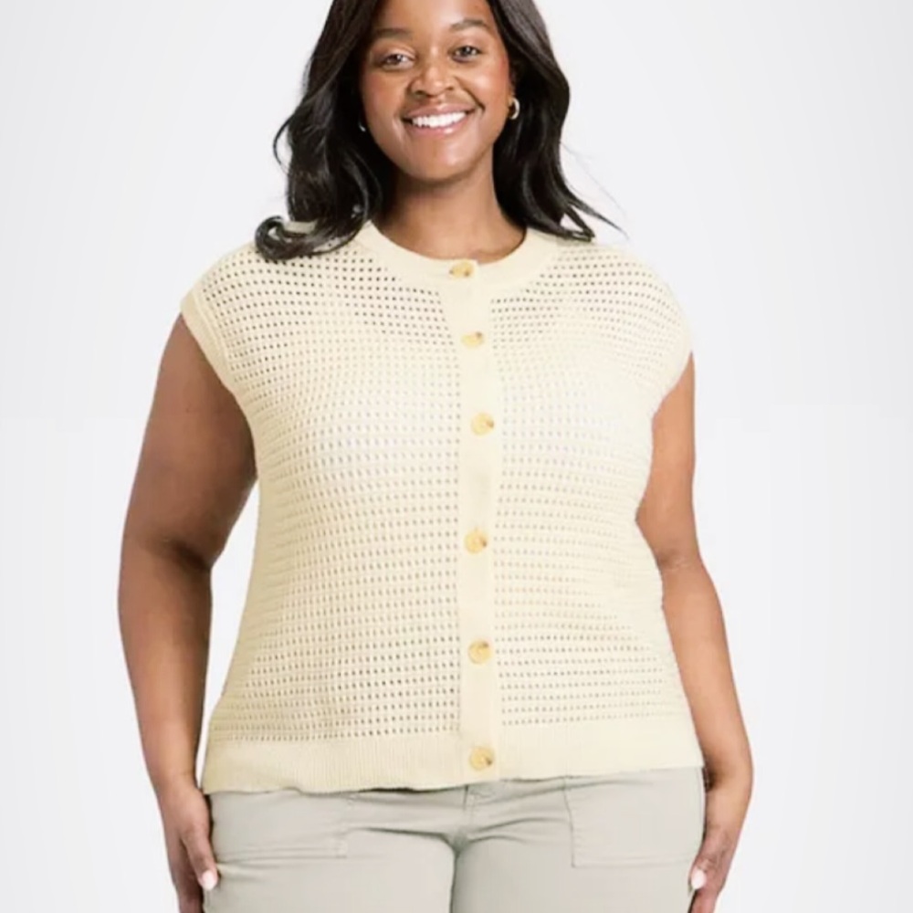 Universal Thread Women's Pointelle Sweater Vest Cream XL‎